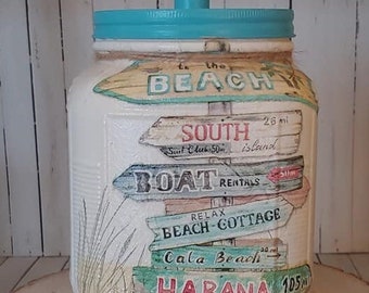 Beach Themed Cookie Jar, Beach Cookie Jar, Beach Lover Gift, Beach House Decor, Beach Lover Decor, Cookie Jar, Beach Kitchen Container