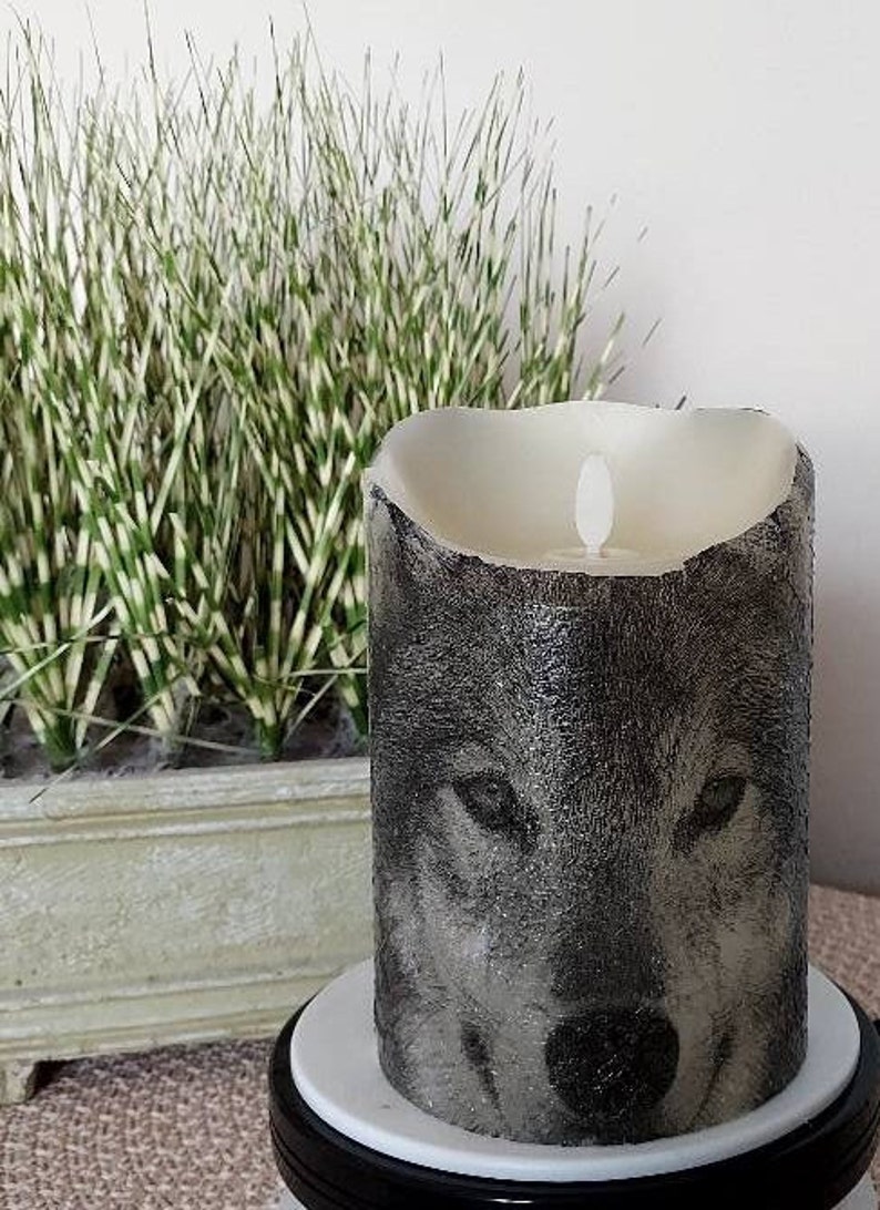 LARGE WOLF Flameless Candle W/timer Wolf Flameless Candle Etsy