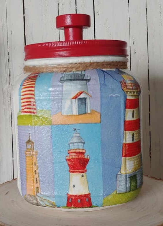 Lighthouse Cookie Jar Lighthouse Canister Lighthouse Snack Etsy