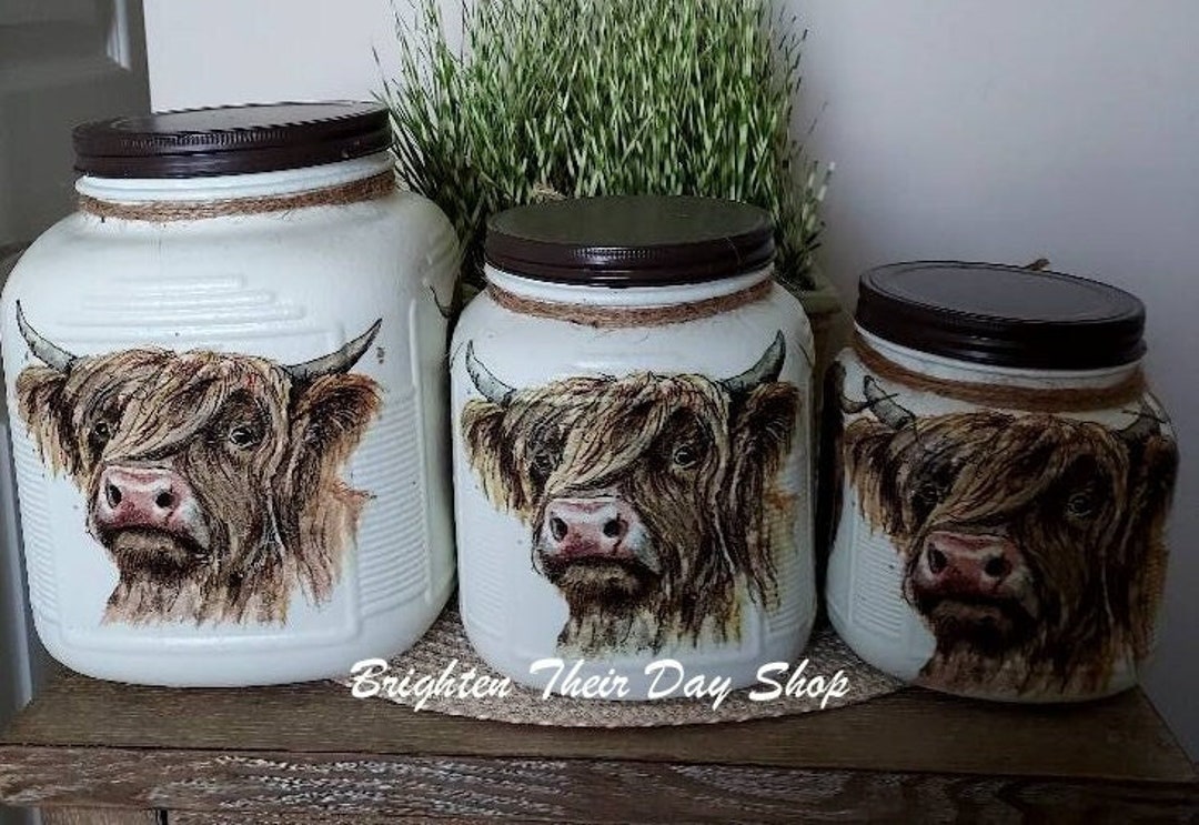 COW CANISTER SET Cow Canisters Cow Kitchen Canisters Cow Etsy