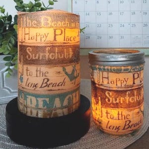 BEACH SIGN Flameless Candle w/Timer, Beach Flameless Candle, Flameless Candle, Beach Candle, Housewarming Gift, Thank You Gift, Beach