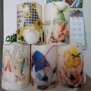 GNOME FLAMELESS CANDLE w/Timer, Gnome Flameless Candle, Gnome Candle, Gnome Gift, Gnome Lover Gift, Gnome Candle Gift, Gnomes Candle