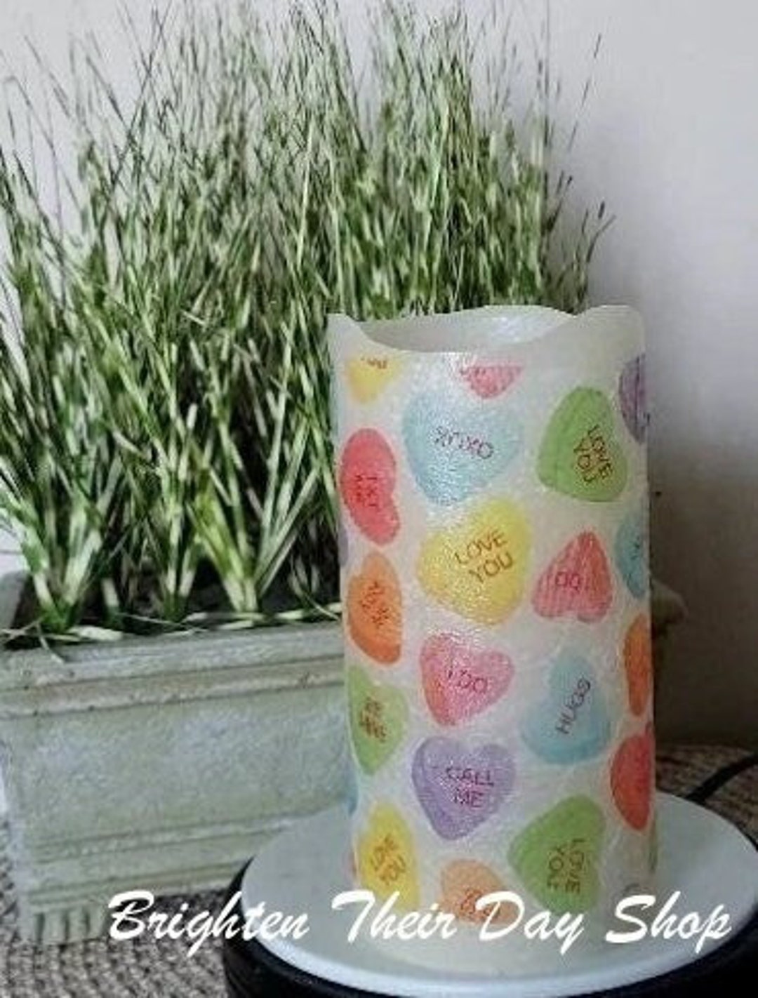 LOVE FLAMELESS CANDLE With Timer , Valentine's Day Candle, Flameless