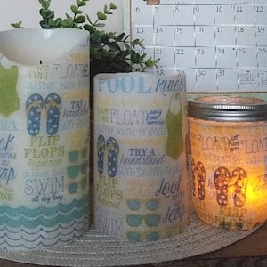 BEACH Flameless Candle w/ Timer, Beach Decor, Flameless Candle, Housewarming Gift, Beach Decoration, Candle Gift, Beach Candle Gift, Beach