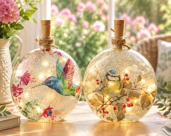 Decorative Hummingbird/Bird Bottle Light-Up w/Timer: Hummingbird Accent Decoration