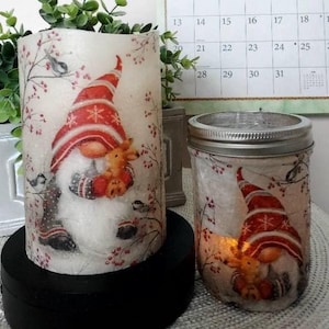 GNOME FLAMELESS CANDLE w/Timer, Gnome Flameless Candle, Gnome Candle, Gnome Gift, Gnome Lover Gift, Gnome Candle Gift, Gnomes Candle