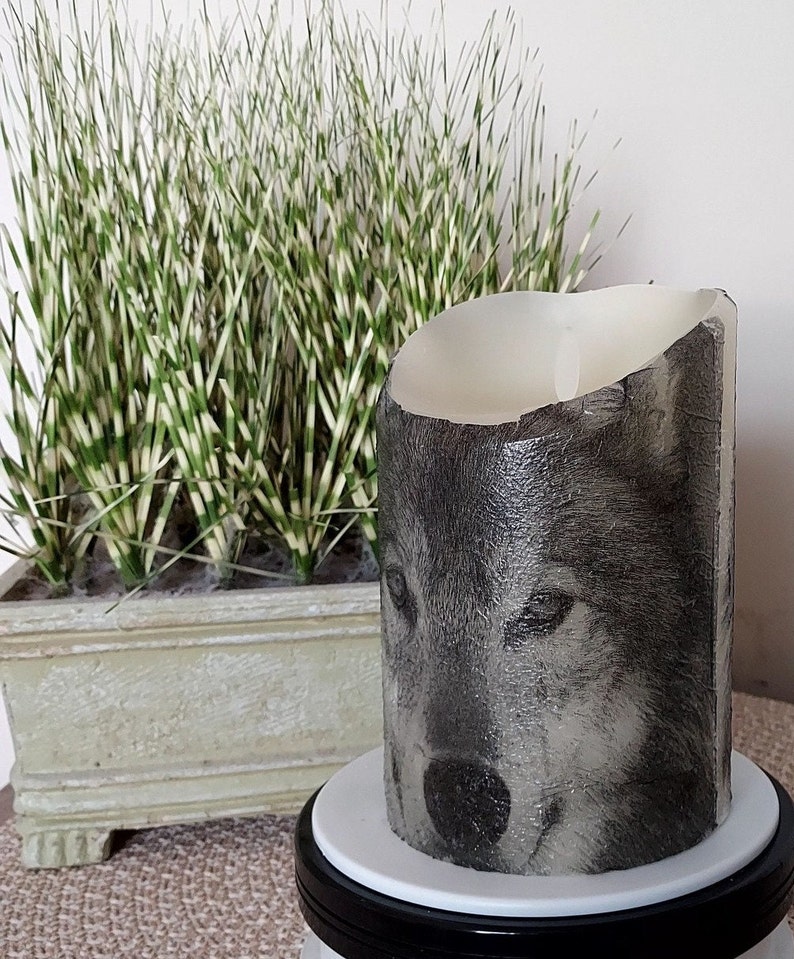 LARGE WOLF Flameless Candle W/timer Wolf Flameless Candle Etsy
