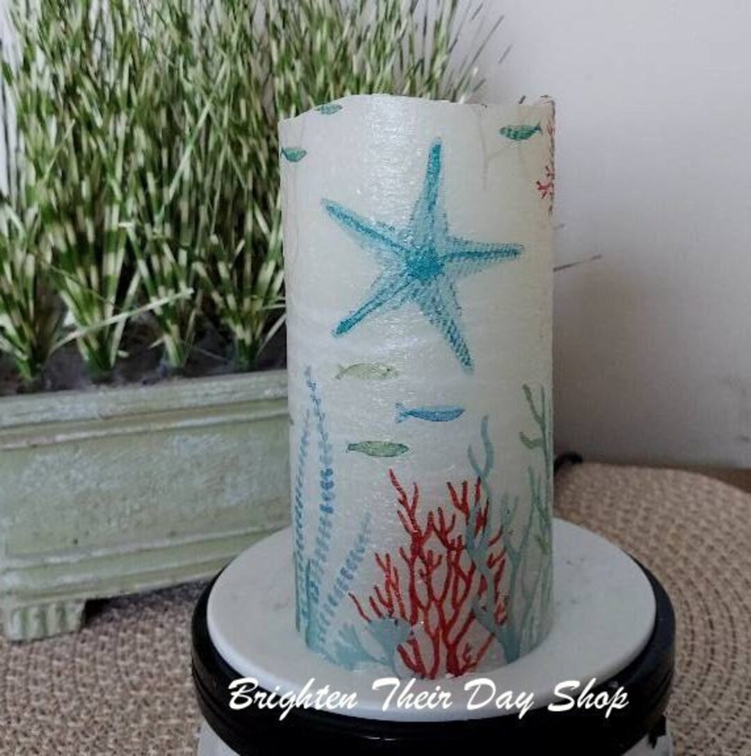BEACH Flameless Candle W/timer, Beach Candle, Beach Decor, Beach