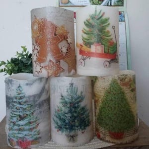 CHRISTMS FLAMELESS CANDLE w/Timer, Christmas Candle, Flameless Candle, Christmas Decoration, Christmas Decor, Christmas Gift, Christmas