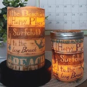 BEACH SIGN Flameless Candle w/Timer, Beach Flameless Candle, Flameless Candle, Beach Candle, Housewarming Gift, Thank You Gift, Beach