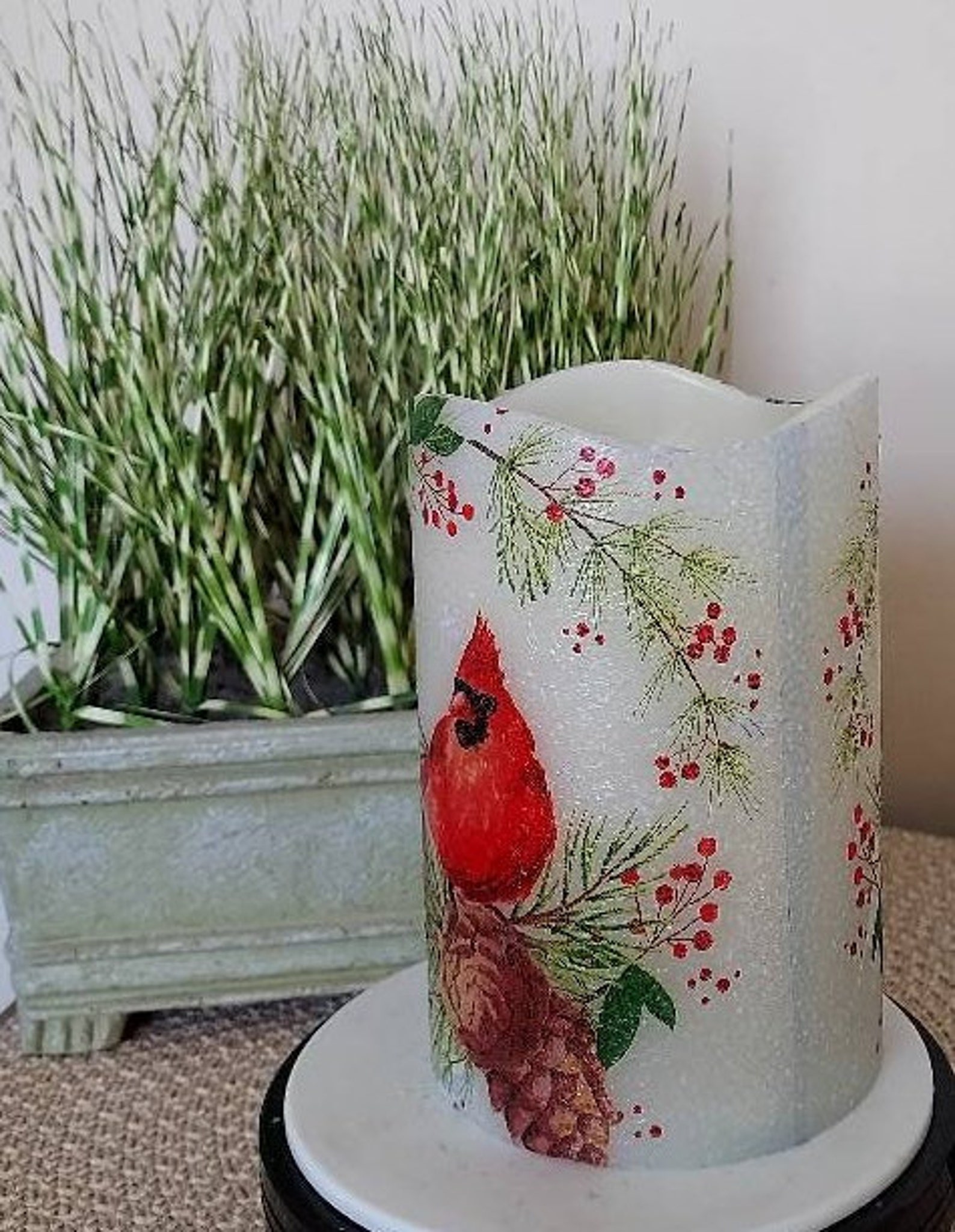 LARGE CARDINAL Flameless Candle W/timer Cardinal Flameless Etsy