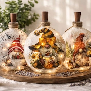 Decorative Gnome Bottle Light w/Timer: Gnome Accent Decor