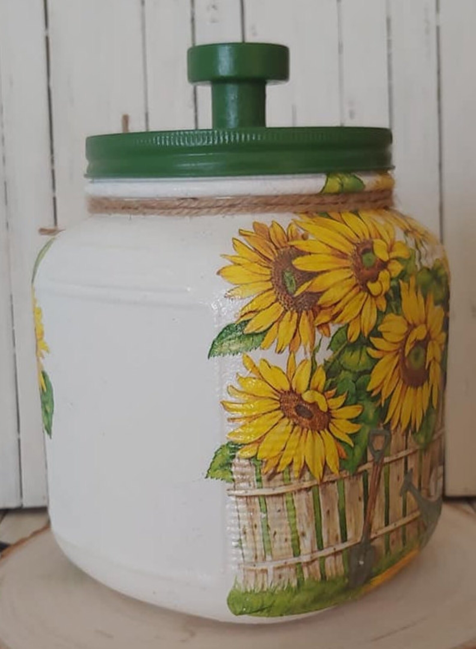 Sunflower Cookie Jar Sunflower Cracker Jar Sunflower Lover Etsy