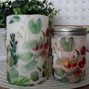 EUCALYPTUS Flameless Candle w/Timer, Flameless Candle, Eucalyptus Decoration, Eucalyptus Decor, Housewarming Gift, Thank You Gift,Eucalyptus