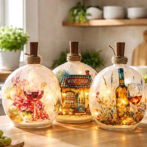 Decorative Wine Bottle Light w/Timer: Wine Accent Decor