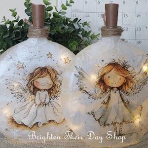 ANGEL Light-Up Bottle, Angel Lit Bottle, Lighted Decor, Lighted Decoration, Angel Lover Gift, Angel Night Light, Angel Decoration,Angel Gift