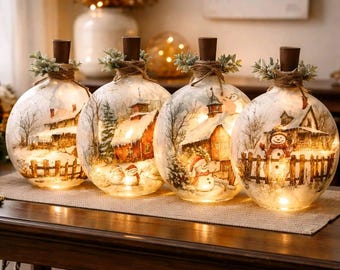 Decorative Snowman Bottle Light-Up w/Timer: Snowman Accent Decor