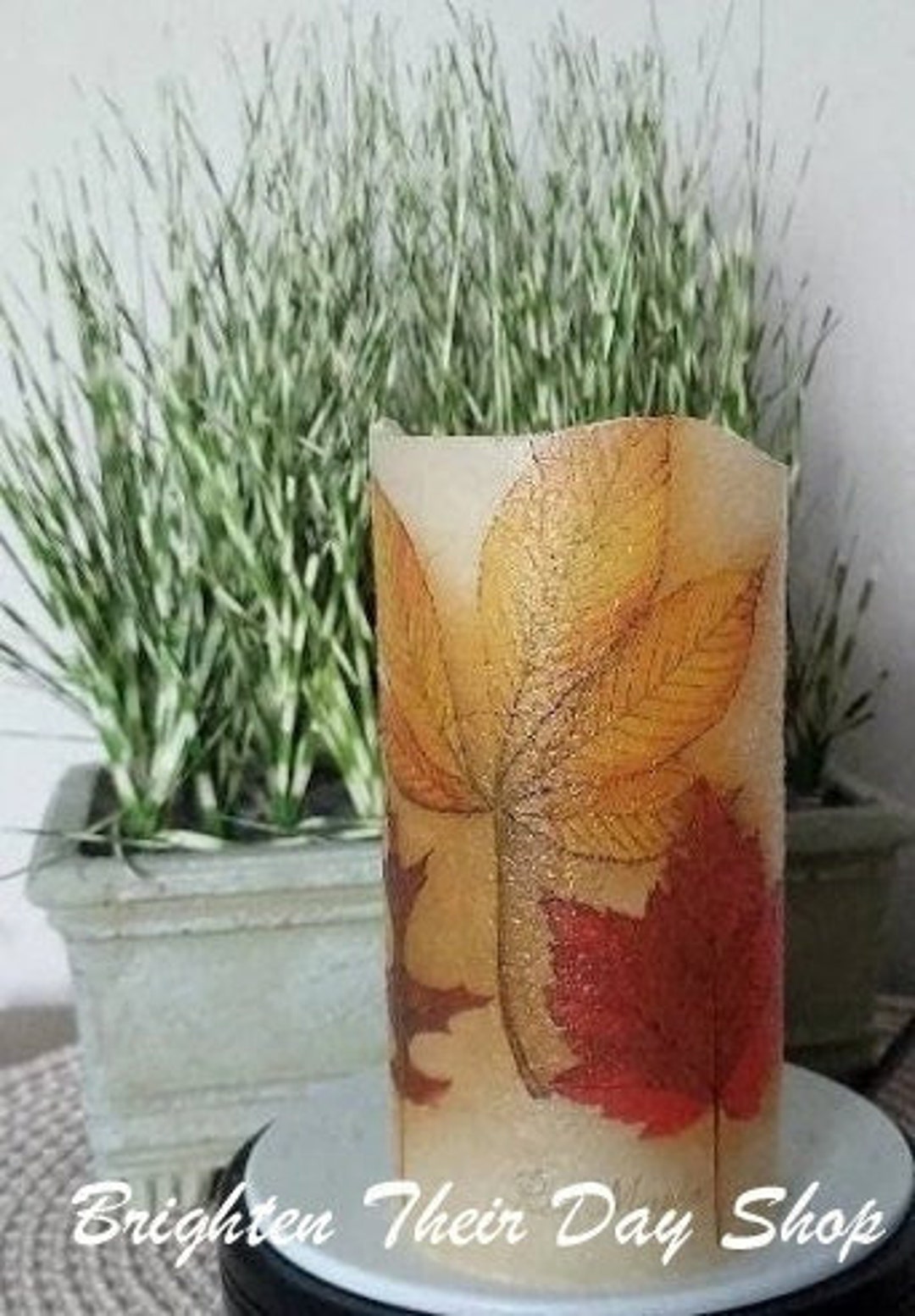 FALL FLAMELESS CANDLE W/timer, Fall Candle, Fall Decoration, Fall Decor