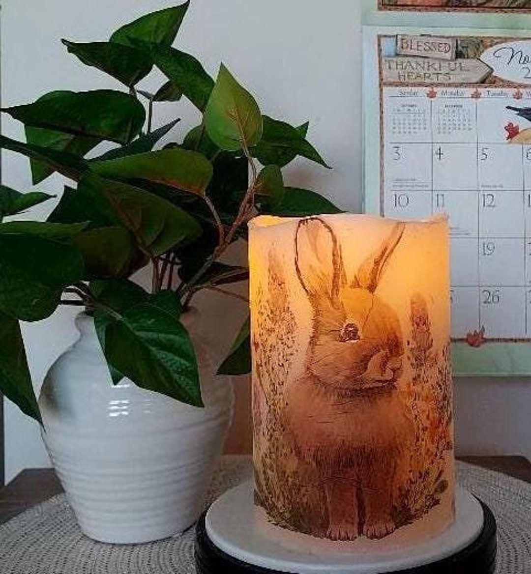 RABBIT Flameless Candle W/timer, Rabbit Flameless Candle, Rabbit Candle ...