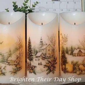 WINTER Flameless Candle w/Timer, Winter Flameless Candle, Flameless Candle, Housewarming Gift, Winter Decoration, Winter Lover Gift, Candle