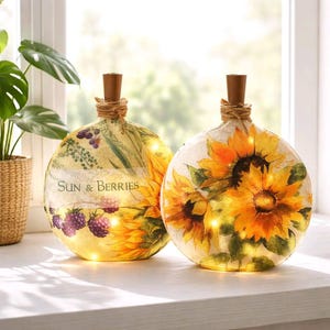 Decorative Sunflower Bottle Light w/Timer: Sunflower Accent Decor
