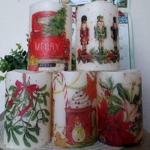 CHRISTMS FLAMELESS CANDLE w/Timer, Christmas Candle, Flameless Candle, Christmas Decoration, Christmas Decor, Christmas Gift, Christmas