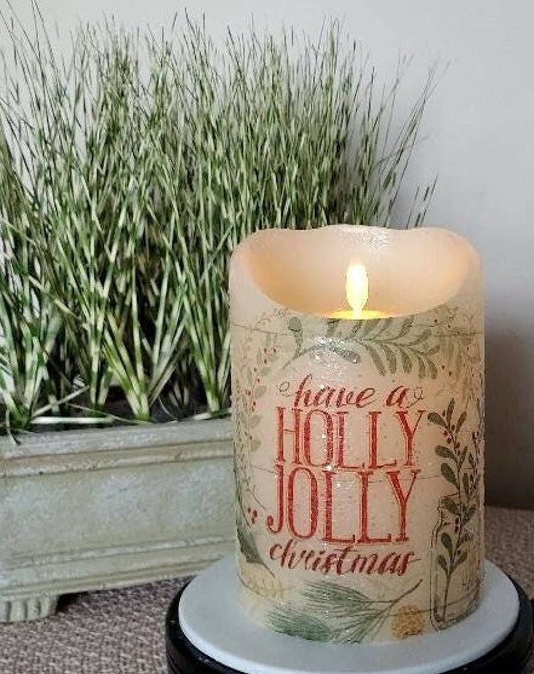 LARGE CHRISTMAS Flameless Candle W/timer Christmas Candle Etsy