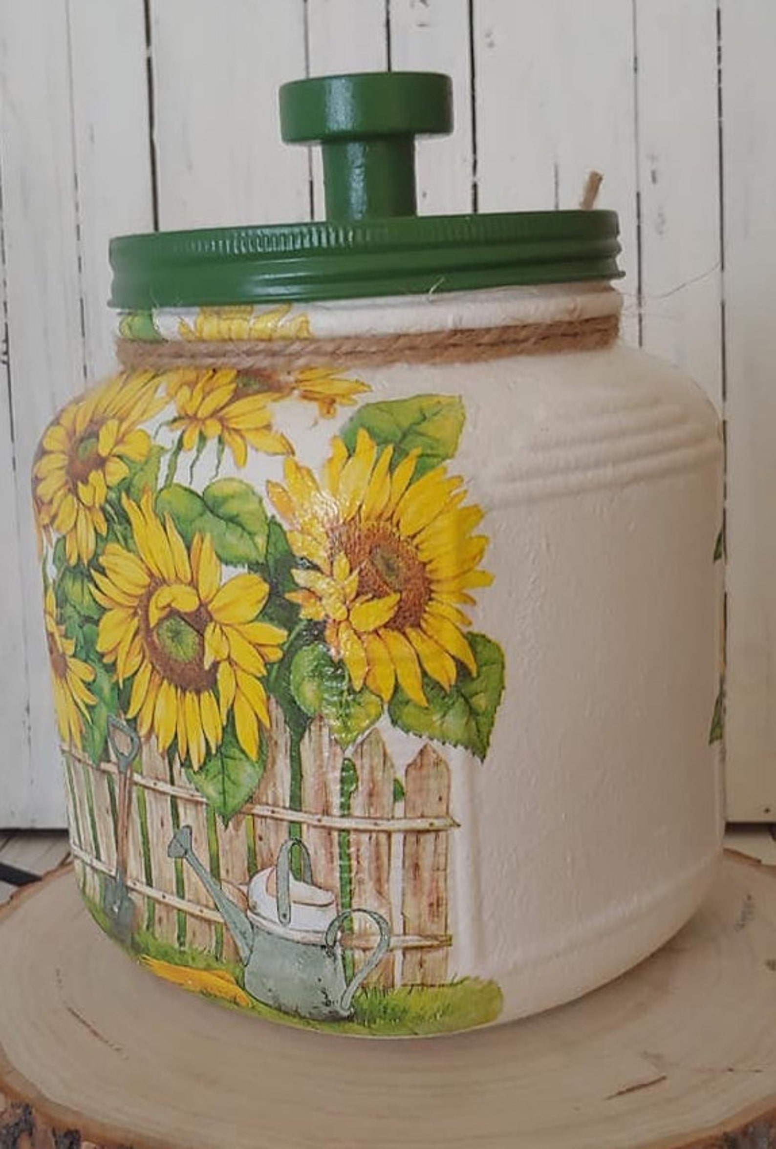 Sunflower Cookie Jar Sunflower Cracker Jar Sunflower Lover Etsy