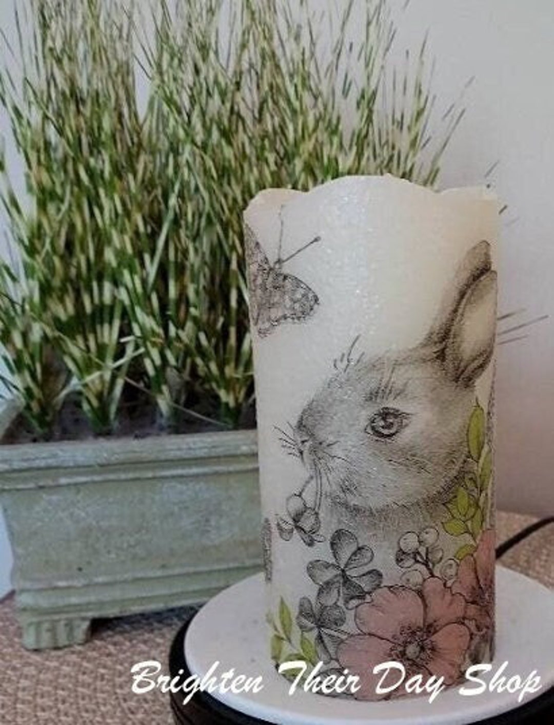 SPRING/RABBIT Flameless Candle W/timer, Spring Flameless Candle, Rabbit ...