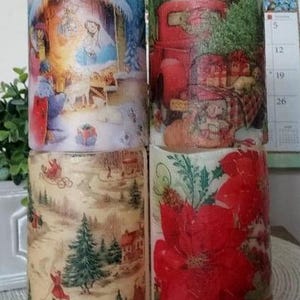 CHRISTMAS FLAMELESS CANDLE w/Timer, Christmas Candle, Flameless Candle, Christmas Decoration, Christmas Gift, Christmas Decor,Holiday Candle