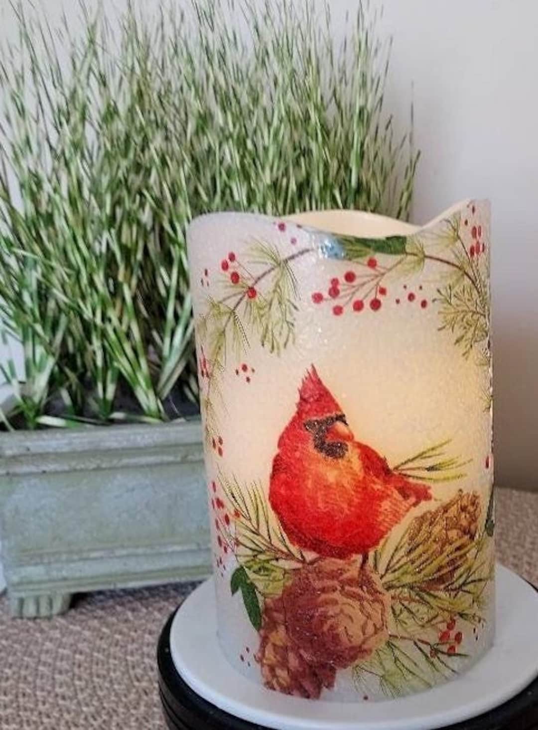 CARDINAL FLAMELESS CANDLE W/timer, Cardinal Flameless Candle, Flameless