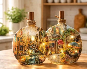 Decorative Italy Bottle Light-Up w/Timer: Italy Accent Decor