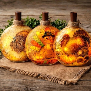 Decorative Thanksgiving Turkey Bottle Light w/Timer: Turkey Accent Decor