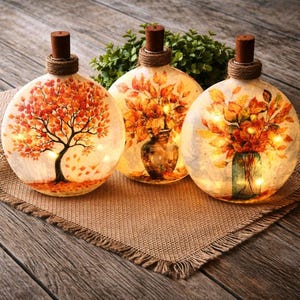Decorative Fall Leaves Bottle Light w/Timer: Fall Accent Decor