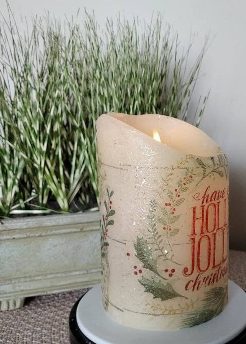 LARGE CHRISTMAS Flameless Candle W/timer Christmas Candle Etsy