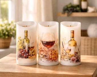 Decorative Wine Flameless Candle w/Timer: Wine Accent Decor