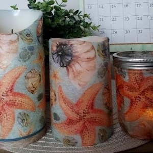 BEACH Flameless Candle w/ Timer, Beach Decor, Flameless Candle, Housewarming Gift, Beach Decoration, Candle Gift, Beach Candle Gift, Beach
