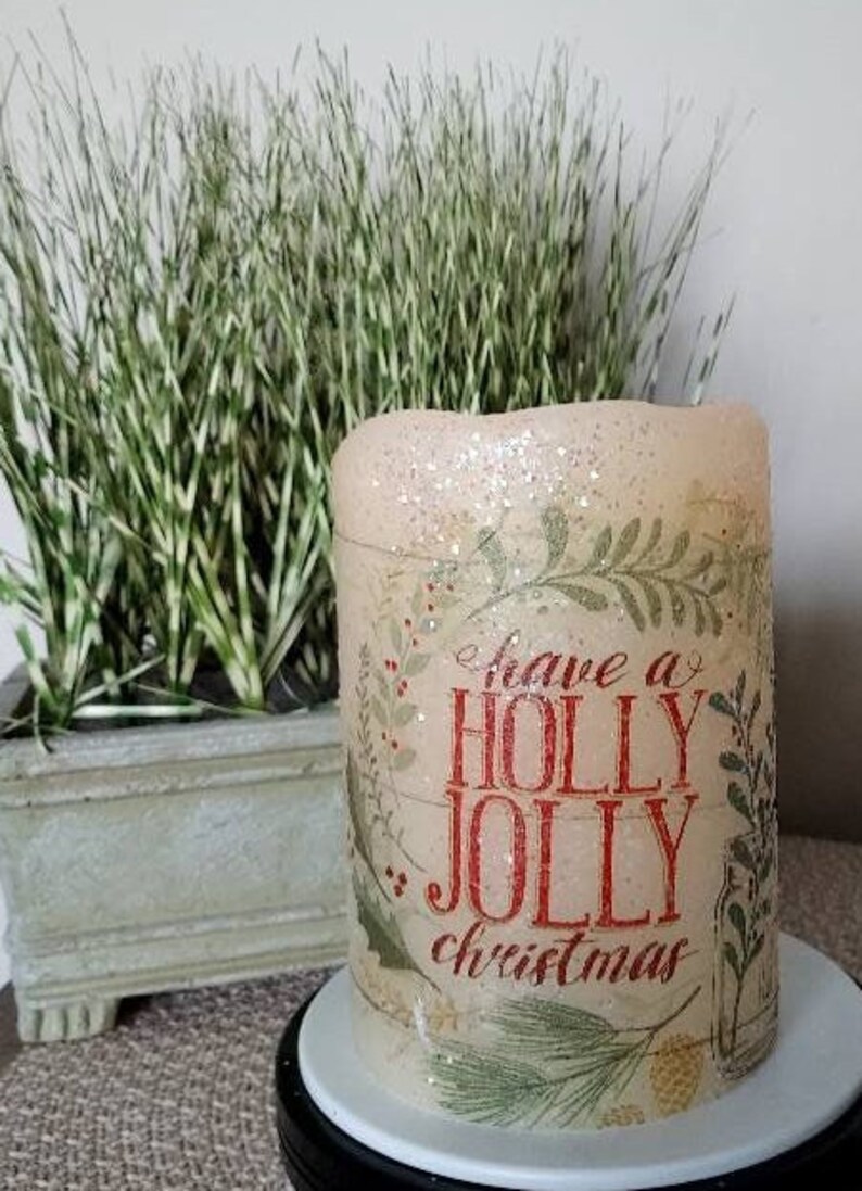 LARGE CHRISTMAS Flameless Candle W/timer Christmas Candle Etsy