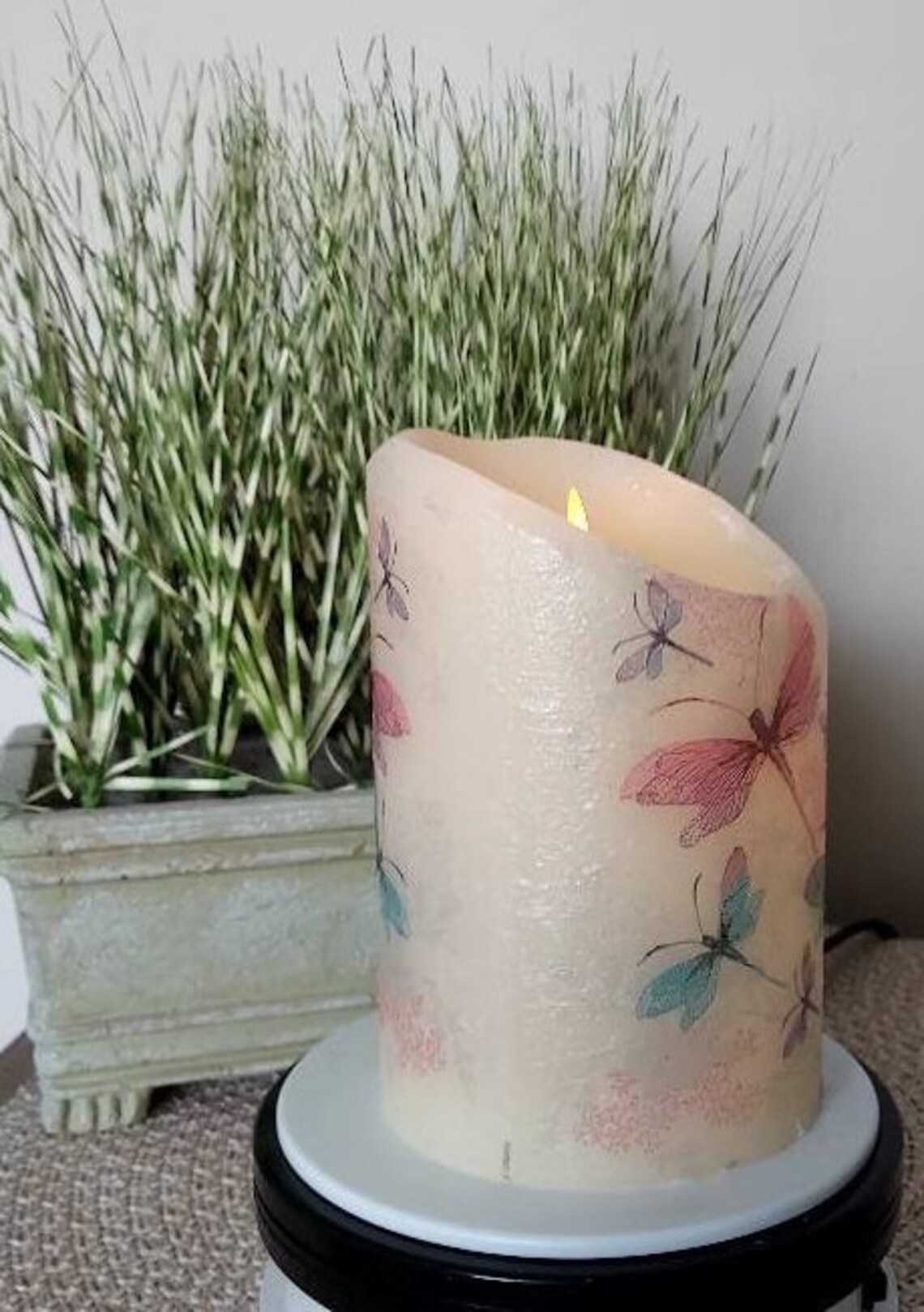 LARGE DRAGONFLY Flameless Pillar Candle Dragonflies Candle Etsy