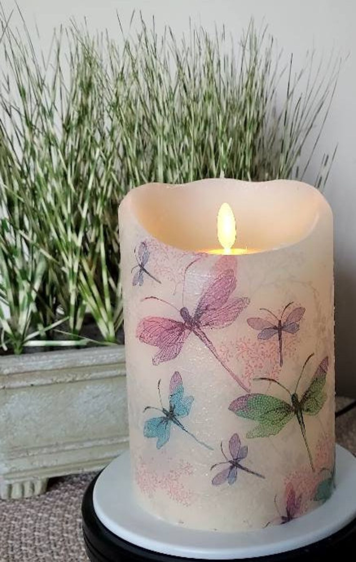 LARGE DRAGONFLY Flameless Pillar Candle Dragonflies Candle Etsy