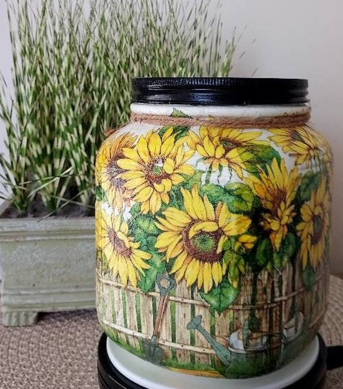 SUNFLOWER Cookie Jar Sunflower Cracker Jar Sunflower Lover Etsy