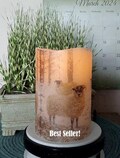 SHEEP FLAMELESS CANDLE w/Timer, Sheep Pillar Candle, Sheep Candle, Flameless Candle, Sheep Decor, Sheep Decoration, Sheep Candle Gift,Candle