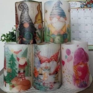 GNOME FLAMELESS CANDLE w/Timer, Gnome Flameless Candle, Gnome Candle, Gnome Gift, Gnome Lover Gift, Gnome Candle Gift, Gnomes Candle