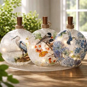 Decorative Bird Bottle Light w/Timer: Bird Accent Decor