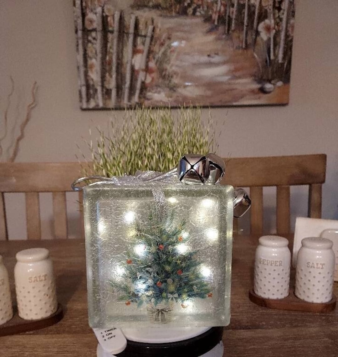 LIGHTED GLASS BLOCK Christmas Lit Glass Block Lighted Etsy Australia