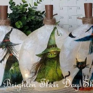 WITCH Bottle Light, Halloween Light, Halloween Lit Bottle, Halloween Decoration, Halloween Night Light, Lighted Decoration, Halloween