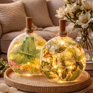 Decorative Magnolia Bottle Light w/Timer: Magnolia Accent Decor