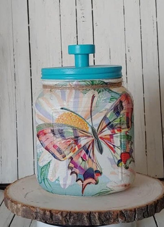 Butterfly Cookie Jar Butterfly Cracker Jar Butterfly Etsy