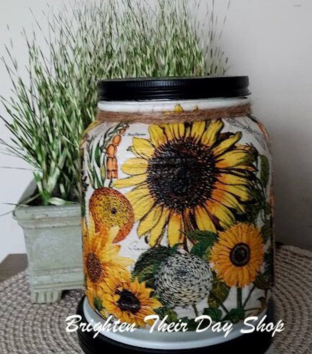 SUNFLOWER Cookie Jar Sunflower Snack Jar Sunflower Lover Etsy