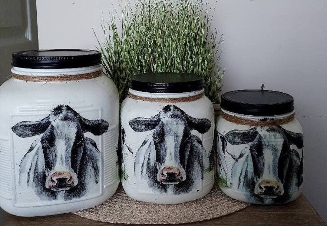 COW CANISTER SET Cow Canisters Cow Kitchen Canisters Cow Etsy